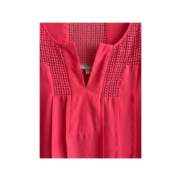 Daniel Rainn Flutter Sleeve Top with Crochet Lace Detail-Size 1X-Coral Pink - Picture 3 of 6